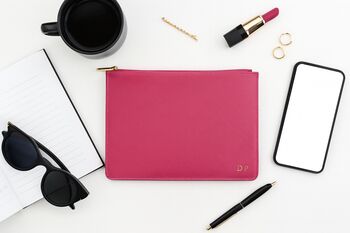 Personalised Leather Pouch Clutch Bag, 8 of 12