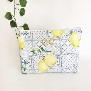 Personalised Lemon Print Make Up Pouch Bag, 3 of 6