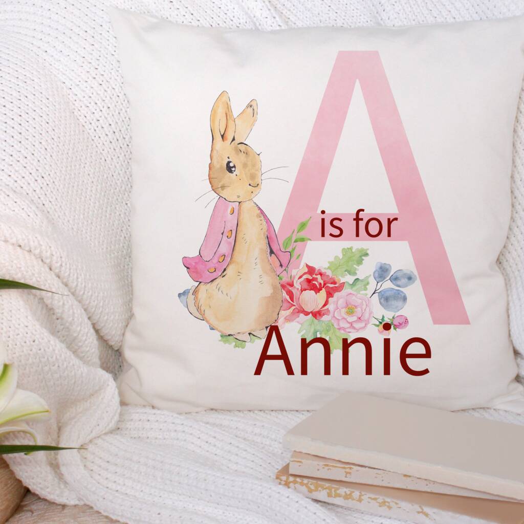 Personalised Flopsy Rabbit Letter Cushion, 1 of 3