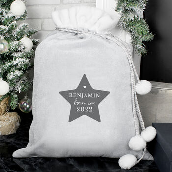 Personalised Born In Grey Christmas Sack, 3 of 3