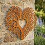 Heart In Oak Tree With Robins Steel Garden Sculpture, thumbnail 1 of 2