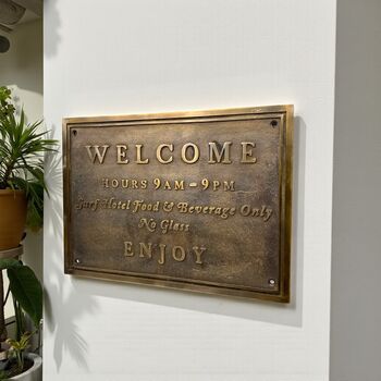 Personalised Solid Bronze Engraved Welcome Plaque, 4 of 7