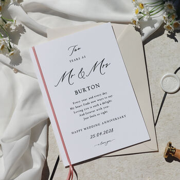 Mr And Mrs First Wedding Anniversary Card Personalised, 3 of 7