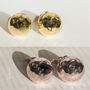 Button Textured Gold Plated Silver Clip On Earrings, thumbnail 1 of 2