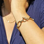18k Gold Vermeil Plated Textured Paperclip Bracelet, thumbnail 2 of 5