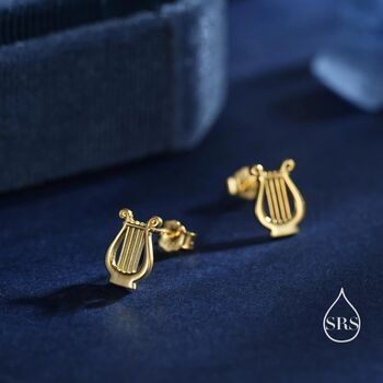 Sterling Silver Lyre Stud Earrings, 5 of 11