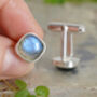 Natural Labradorite Cufflinks In Solid Sterling Silver, thumbnail 2 of 3