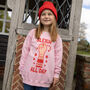 Sleigh All Day Girls' Christmas Jumper In Pink, thumbnail 3 of 4