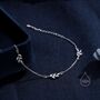 Cz Leaf Motif Bracelet In Sterling Silver, thumbnail 2 of 12