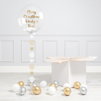 Personalised Gold Snowflake Christmas Bubble Balloon, 2 of 2