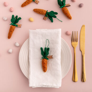 Set Of Five Felt Easter Carrot Decorations, 3 of 11