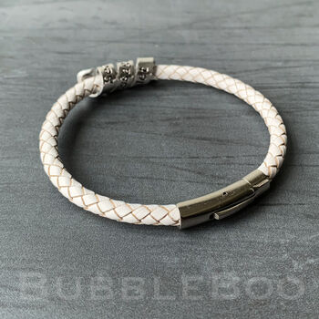 Personalised White Leather Secret Message Bracelet, 10 of 10