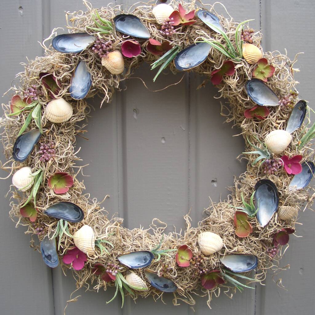 Summer shell and flower wreath by pippa designs  notonthehighstreetcom Summer shell and flower wreath by pippa designs  notonthehighstreetcom