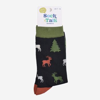 Men's Bamboo Socks Stag Reindeer Christmas Tree, 5 of 5