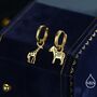 Sterling Silver Mismatched Zebra And Giraffe Hoop Earrings, thumbnail 2 of 12