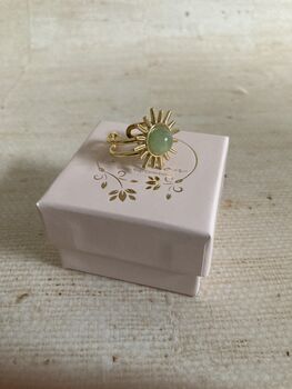Gold Adjustable Sun Ring Mint Green, 6 of 6