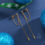 Sterling Silver Dangling Spike Chain Drop Stud Earrings, thumbnail 2 of 8