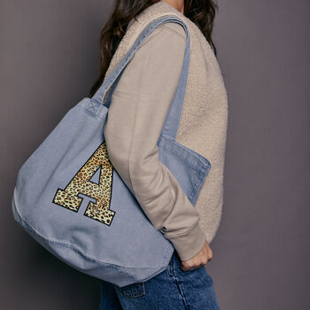 Personalised Leopard Print Initial Tote Bag, 5 of 6