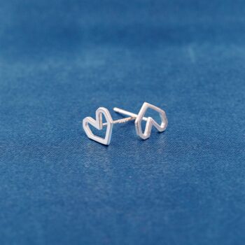 Silver Heart Stud Earrings, 7 of 8