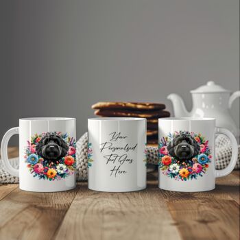 Personalised Black Cockapoo Floral Summer Dog Wreath Gift Keepsake Mug, 2 of 2