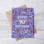 90th Birthday Card For Women, Floral 90th Card, For Her, thumbnail 3 of 4