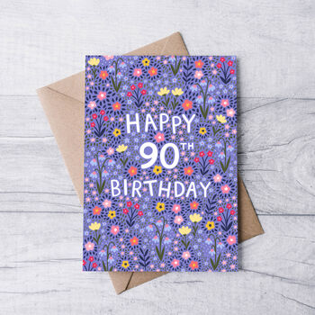 90th Birthday Card For Women, Floral 90th Card, For Her, 3 of 4