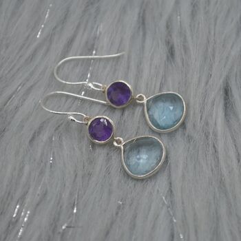 Amethyst Blue Topaz Silver Earrings, 3 of 7