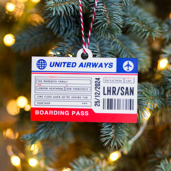 Personalised Boarding Pass Christmas Tree Decoration, 5 of 5