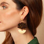 Art Deco Palm Midnight Gold Earrings Gold Plated Drop Earrings, thumbnail 4 of 6