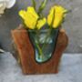 18cm Molten Glass Wedge Vase On Teak Root Flower Holder, thumbnail 6 of 12