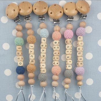 Personalised Crochet Dummy Clip, 7 of 10