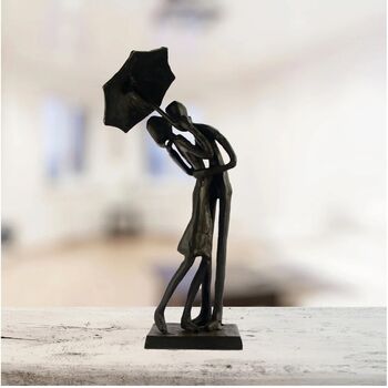 Umbrella Couple Courting Iron Figurine 21cm, 4 of 10