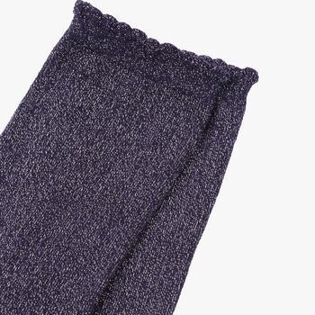Women's Glitter Socks Navy Silver, 2 of 3