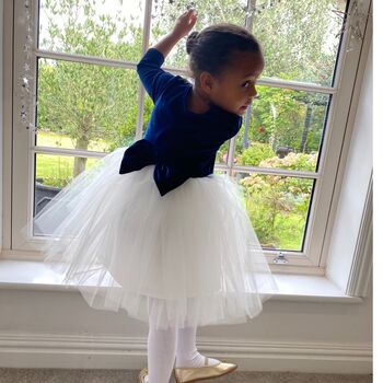 Navy Velvet Long Sleeve Tutu Dress, 6 of 7