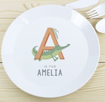 Personalised Animal Alphabet Melamine Plate, 5 of 6