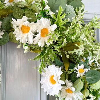 Large White Daisy And Eucalyptus Floral Wreath, 4 of 8