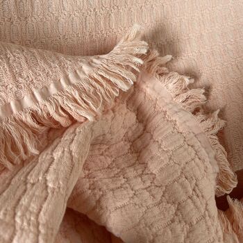 Blush Pink Plush Throw Bedspread 100% Cotton, 5 of 5