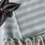 Striped Design Turquoise Hand Towel, thumbnail 1 of 6