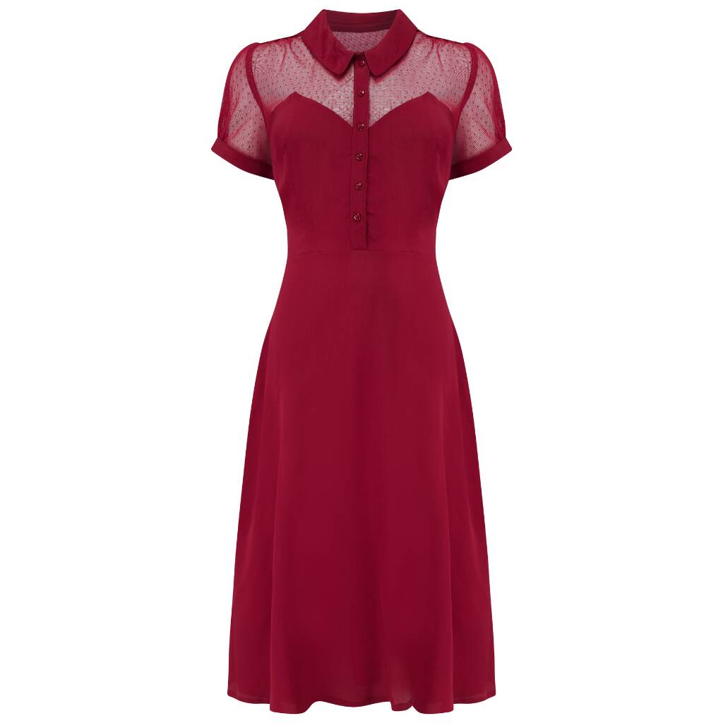 Florance Dress In Windsor Wine Vintage 1940s Style, 1 of 3