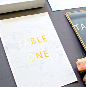 Marble And Gold Wedding Table Name/Number Flat Card, 2 of 4