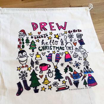Personalised Colour It In Christmas Craft Sack, 8 of 10