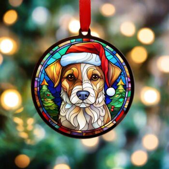 Jack Russell In Santa Hat Suncatcher Decoration, 3 of 6