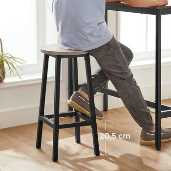 Set Of Two Bar Stools With Metal Frame, 5 of 11
