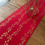 Christmas Holly Table Runner Red Gold Velvet Festive Decoration 3m, thumbnail 4 of 4
