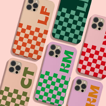 Personalised Checkerboard Initial Phone Case, 12 of 12