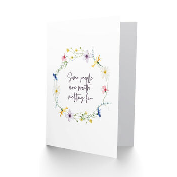 Wildflower Wreath Worth Melting For Anniversary Wedding Card, 2 of 6