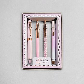 Pink And Rose Gold Four Piece Metal Pen Set, 2 of 8