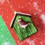 Birdhouse With Robin Shaped Bauble, thumbnail 2 of 5