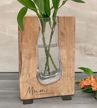 Personalised Floral Tanoak Vase, 3 of 5