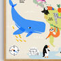 World Map Giclee Print Of Creatures Great And Small, thumbnail 8 of 12